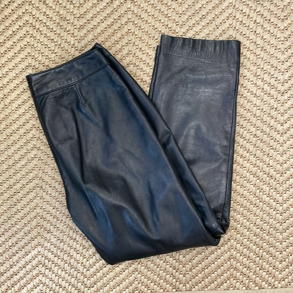 Danier Canada - Leather Slim Straight Pants - Black - 10 - Picture 1 of 13